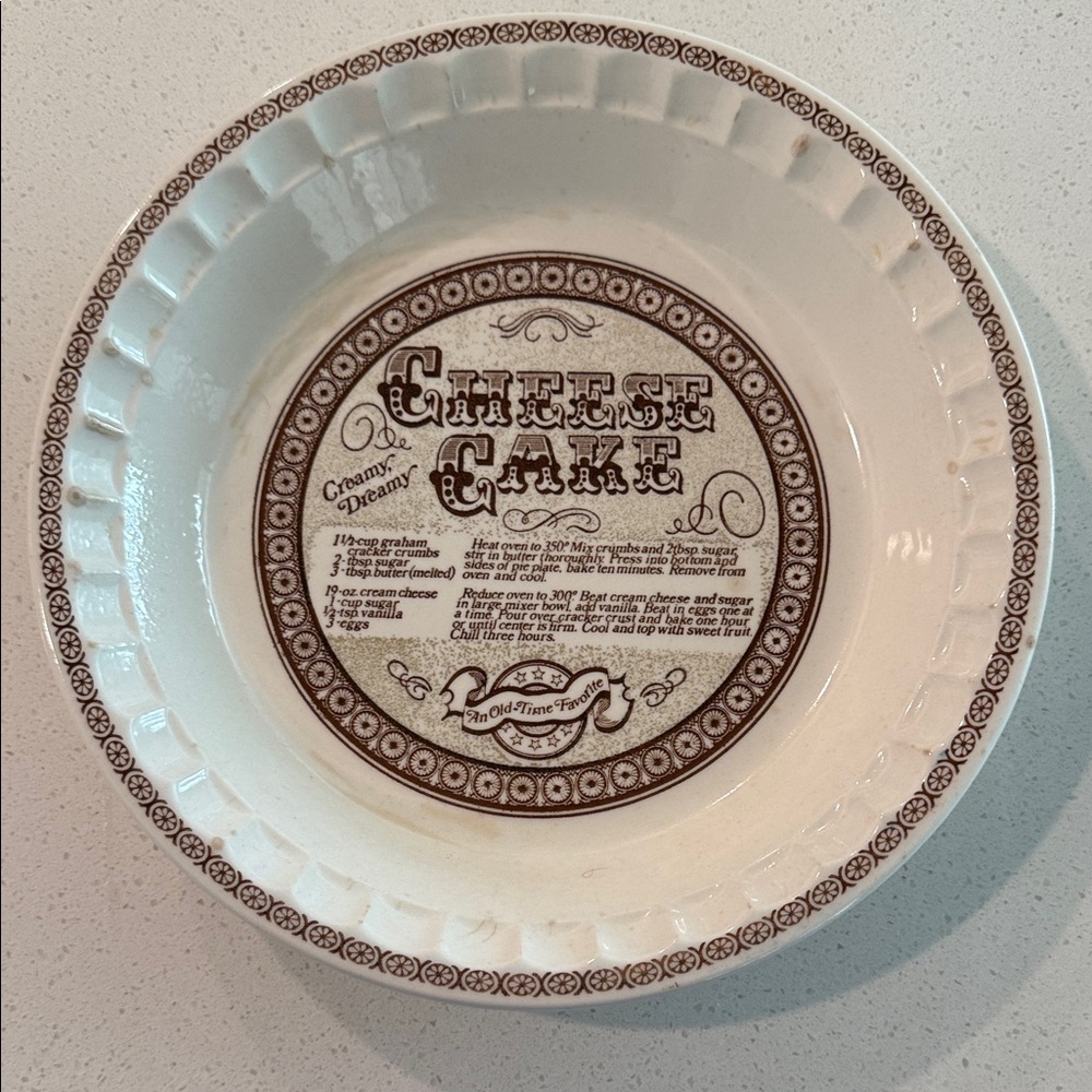 Classic Cream and Brown Ceramic Cheesecake Dish